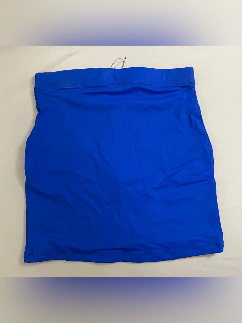SKIMS NWT Sporty Zipper Swim Cobalt Blue Mini Skirt with White Front Zip size XS